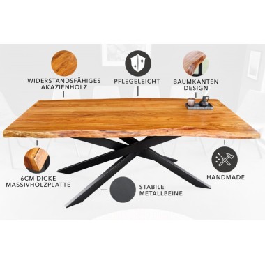 Invicta Stół do jadalni MAMMUT akacja 200 x 100 x 81cm / 43784