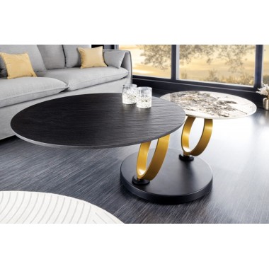 Invicta Stolik kawowy DANCING RINGS obrotowy złota rama / 44317