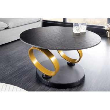 Invicta Stolik kawowy DANCING RINGS obrotowy złota rama / 44317