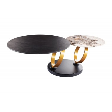 Invicta Stolik kawowy DANCING RINGS obrotowy złota rama / 44317