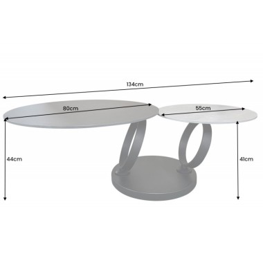 Invicta Stolik kawowy DANCING RINGS 80-135cm szary czarna rama / 44316