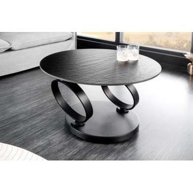 Invicta Stolik kawowy DANCING RINGS 80-135cm szary czarna rama / 44316