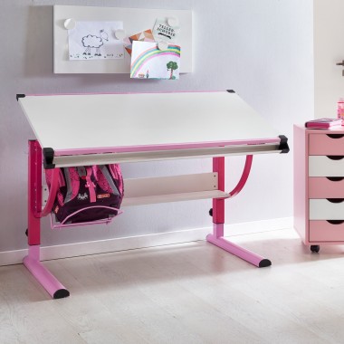 WOHNLING Biurko dziecięce MORITZ nachylenie biurka regulowane różowe 118cm  / SKYG