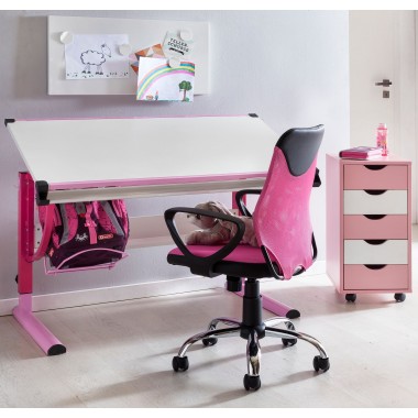 WOHNLING Biurko dziecięce MORITZ nachylenie biurka regulowane różowe 118cm  / SKYG