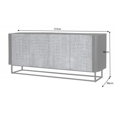 Invicta Komoda KROKODIL mango szaro czarna 177cm / 44647