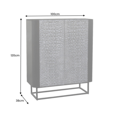 Invicta Komoda wysoka KROKODIL mango szaro czarna 100cm / 44581