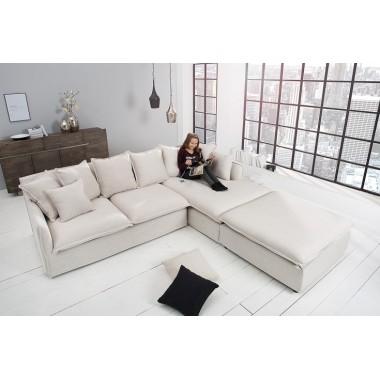 Invicta HEAVEN Sofa narożna lniana naturalna 255cm / 37599