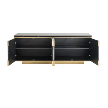 FINSBURY Komoda 4 drzwiowa  (Black/gold) 183cm MDF / 7890