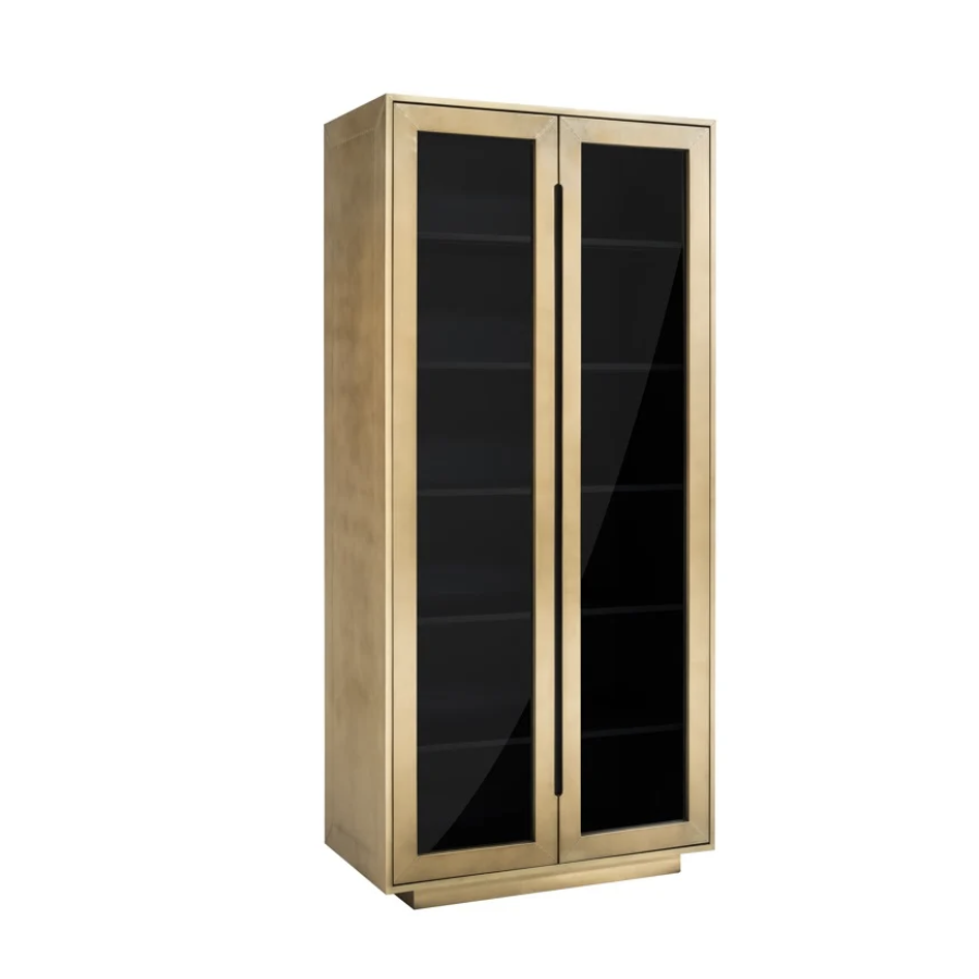 FINSBURY Witryna 2 drzwiowa (Black/gold) MDF 97cm / 7891