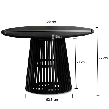 Wohnling Stół do jadalni VALHALLA czarne mango Ø120cm / WL6.802