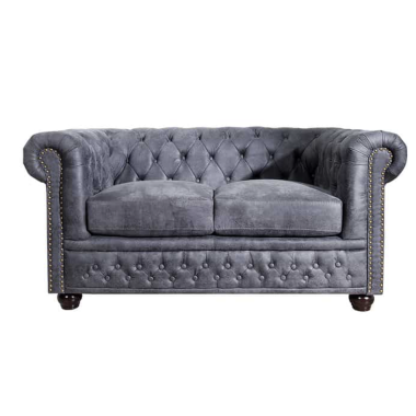 Invicta CHESTERFIELD Sofa 2 osobowa antyczny szary mikrofibra 150cm / 37390