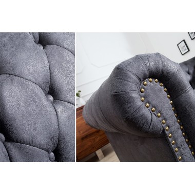 Sofa CHESTERFIELD 3 osobowa szary antyk / 37391