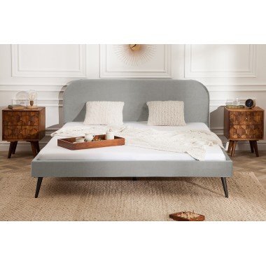 Łóżko tapicerowane FAMOUS 160cm srebrnoszary aksamit / 39697