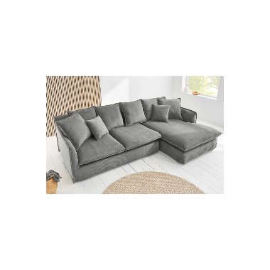 Invicta HEAVEN Sofa narożna prawostronna szary sztruks 255cm / 43445