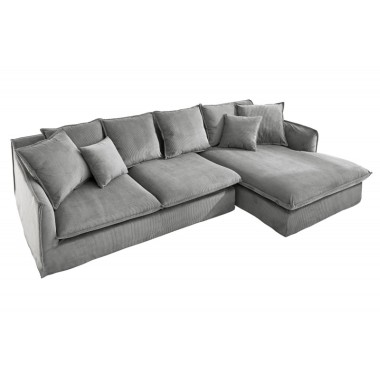 Invicta HEAVEN Sofa narożna prawostronna szary sztruks 255cm / 43445