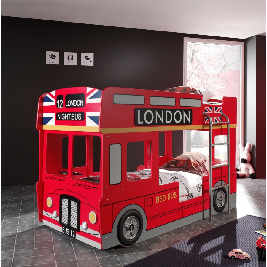 CAR BEDS Łóżko piętrowe dla dzieci LONDON BUS / SCBBLB