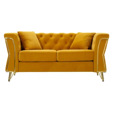 Sofa EMY musztardowa z poduszkami 162 x 83 x 76cm / 14282600DS