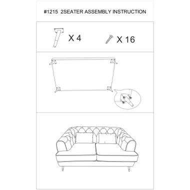 Sofa 2-osobowa PRAGA tapicerowana kremowa 146 x 86 x 71cm / 142729000D