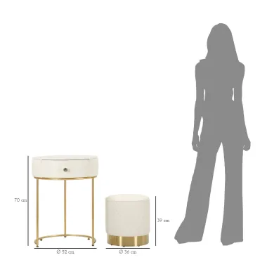 Włoska Toaletka z pufą SHARON Ø  52 x 70cm / 1428300000