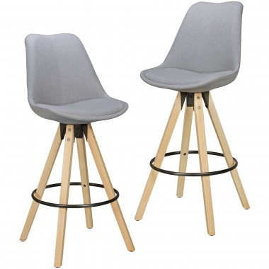 WOHNLING 2 stołki barowe stołek z tkaniny Lima w stylu retro z oparciem 77 cm