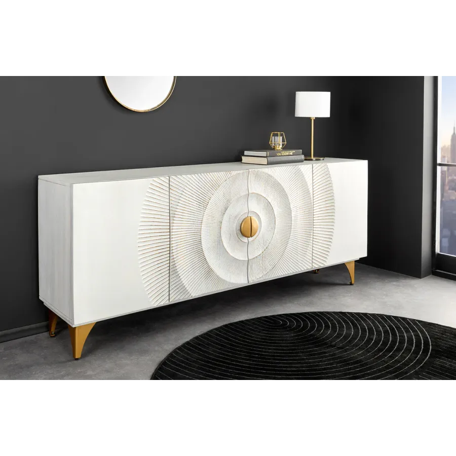 Invicta Komoda GOLDEN SUNSET WHITE mango 177 x 75 x 38cm / 45642