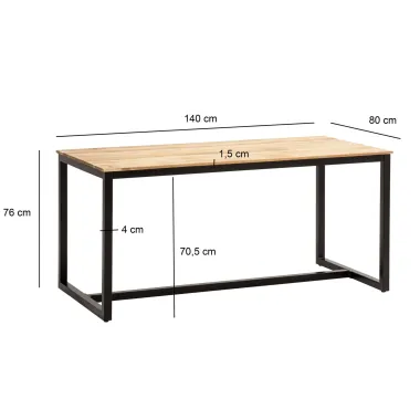 Wohnling Stół do jadalni Industrial akacja 140 x 80 x 76 cm / WL7.059