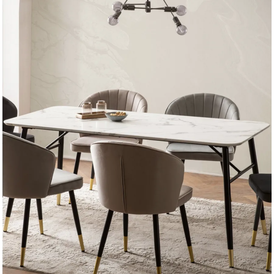 WOHNLING Stół do jadalni PARIS optyka białego marmuru 120 x 60 x 76cm / WL6.955