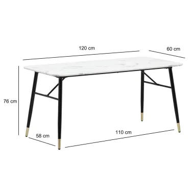 WOHNLING Stół do jadalni PARIS optyka białego marmuru 120 x 60 x 76cm / WL6.955