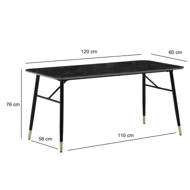 WOHNLING Stół do jadalni PARIS optyka czarnego marmuru 120x60x76cm / WL6.956