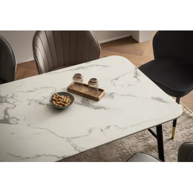 WOHNLING Stół do jadalni PARIS optyka białego marmuru 140 x 80 x 76cm / WL6.957