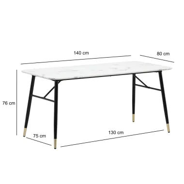 WOHNLING Stół do jadalni PARIS optyka białego marmuru 140 x 80 x 76cm / WL6.957