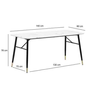 WOHNLING Stół do jadalni PARIS optyka białego marmuru 140x80x76cm / WL6.957