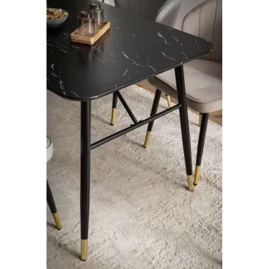 WOHNLING Stół do jadalni PARIS optyka czarnego marmuru 140 x 80 x 76cm / WL6.958