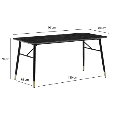 WOHNLING Stół do jadalni PARIS optyka czarnego marmuru 140 x 80 x 76cm / WL6.958