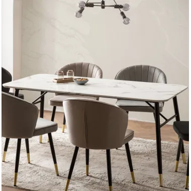WOHNLING Stół do jadalni PARIS optyka białego marmuru 160 x 80 x 76cm / WL6.959