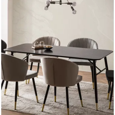 WOHNLING Stół do jadalni PARIS optyka czarnego marmuru 160 x 80 x 76cm / WL6.960