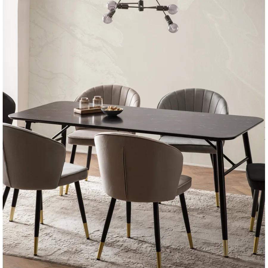 WOHNLING Stół do jadalni PARIS optyka czarnego marmuru 180 x 90 x 76cm / WL6.962