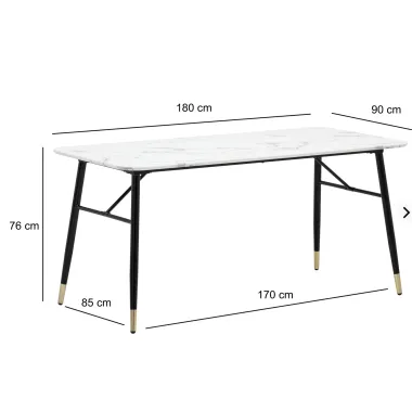 WOHNLING Stół do jadalni PARIS optyka białego marmuru 180x90x76cm / WL6.961