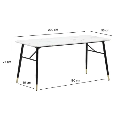 WOHNLING Stół do jadalni PARIS optyka białego marmuru 200 x 90 x 76cm / WL6.963