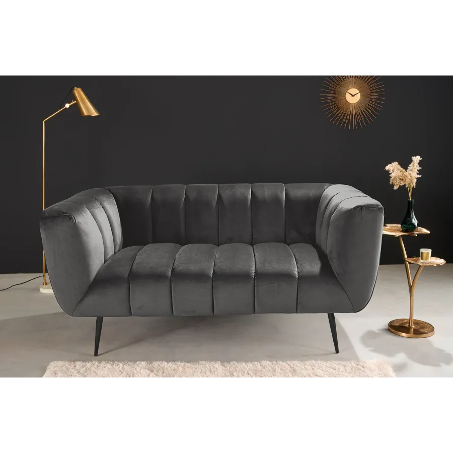 Invicta Sofa Noblesse 2 osobowa szary aksamit 165cm / 45050