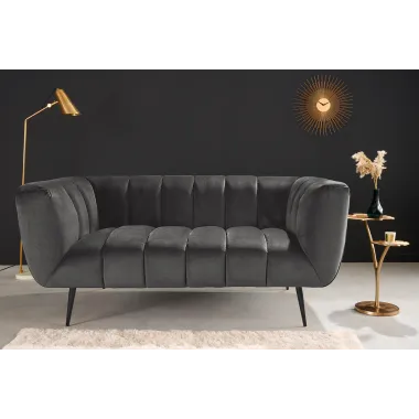 Invicta Sofa Noblesse 2 osobowa szary aksamit 165cm / 45050