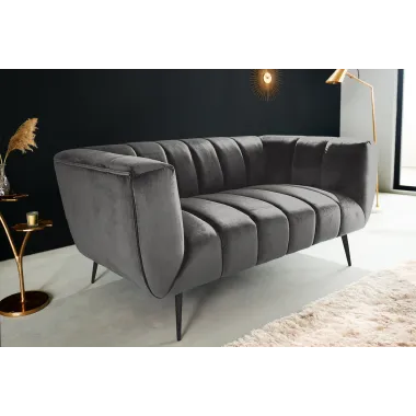 Invicta Sofa Noblesse 2 osobowa szary aksamit 165cm / 45050