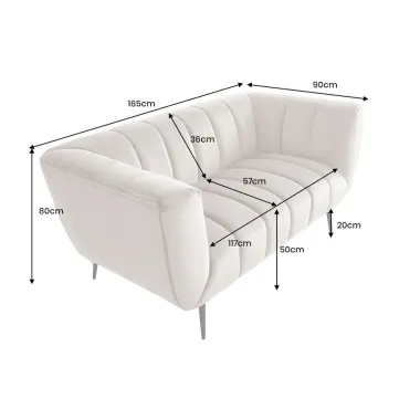 Invicta Sofa Noblesse 2 osobowa szampański aksamit 165cm / 44537