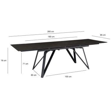 Wohnling JOY Stół do jadalni ceramiczna lawa 180-220-260cm / WL7.150