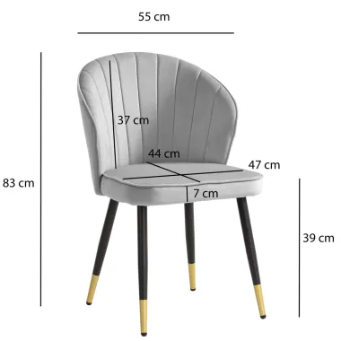 Wohnling Krzesło tapicerowane VENEZIA szary aksamit 47cm / WL6.950