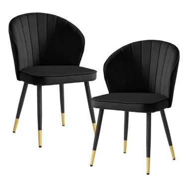 Wohnling Krzesło tapicerowane VENEZIA czarny aksamit 47cm / WL6.951