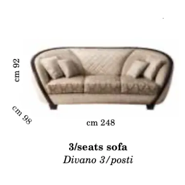 MODIGLIANI Włoska Sofa rozkładana 3 osobowa tapicerowana 248 x 92 x 238cm / Arredoclassic