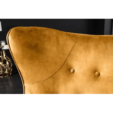 Fotel uszak AMSTERDAM musztardowo żółty aksamit 82cm / 44484