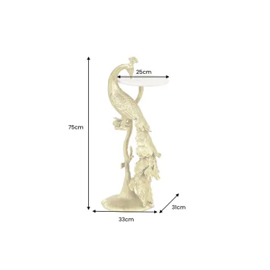 Invicta WILDLIFE PEACOCK Stolik kawowy antyczne złoto 25cm / 44828