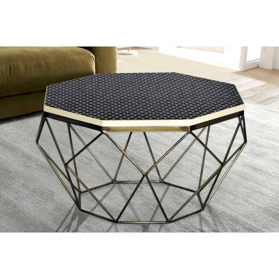 Invicta Stolik kawowy DIAMOND poliżywica mosiądz 70cm / 45215